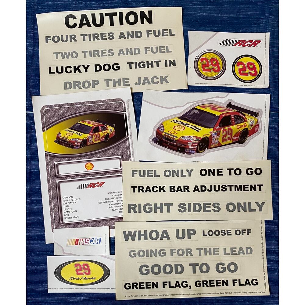 Kevin Harvick #29 Nascar Racing Decal Sticker Partial Sheet Bakersfield Error